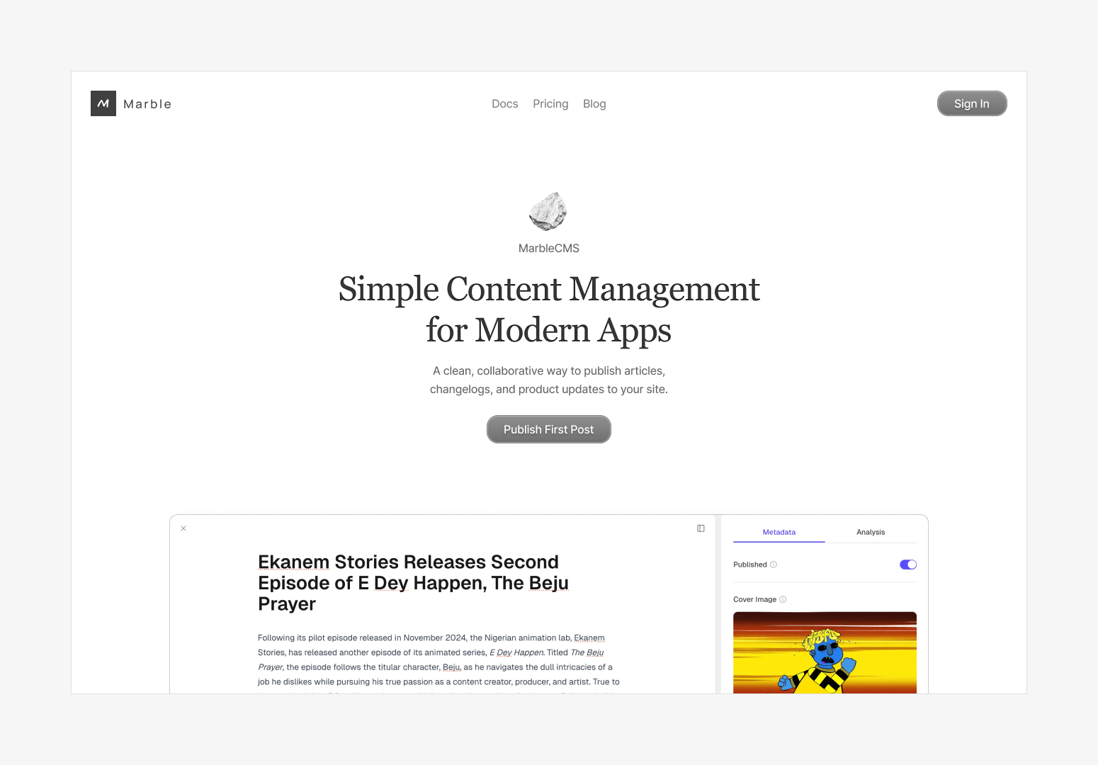 MarbleCMS Hero Section